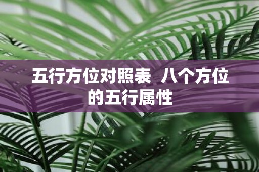 五行方位对照表 八个方位的五行属性