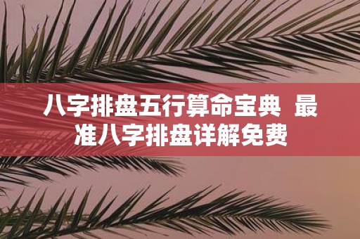 八字排盘五行算命宝典 最准八字排盘详解免费