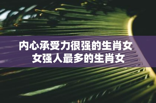内心承受力很强的生肖女 女强人最多的生肖女