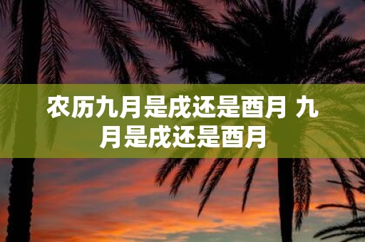 农历九月是戌还是酉月 九月是戌还是酉月
