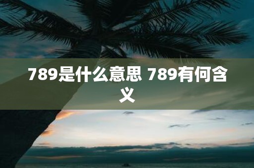 789是什么意思 789有何含义