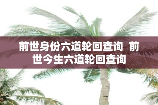 前世身份六道轮回查询 前世今生六道轮回查询