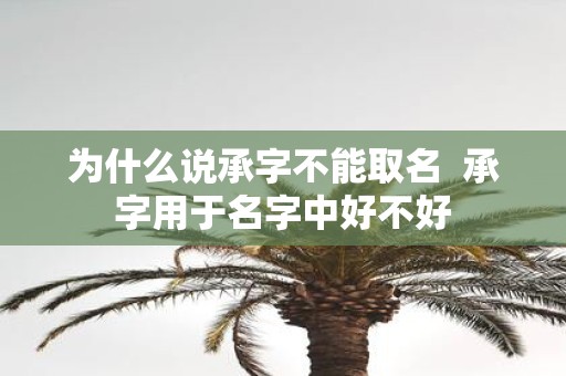 为什么说承字不能取名 承字用于名字中好不好