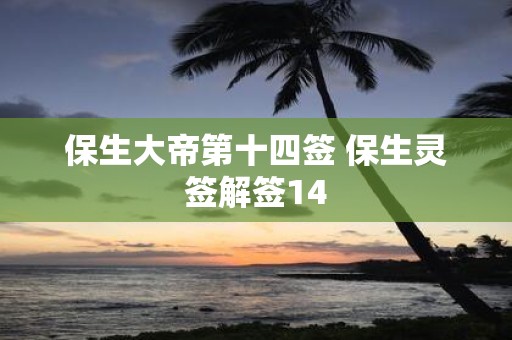 保生大帝第十四签 保生灵签解签14
