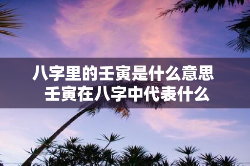 八字里的壬寅是什么意思 壬寅在八字中代表什么