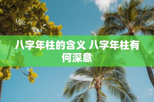 八字年柱的含义 八字年柱有何深意