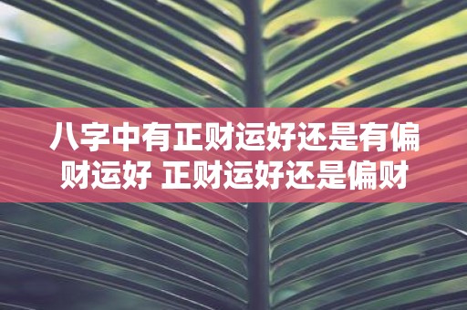 八字中有正财运好还是有偏财运好 正财运好还是偏财运好