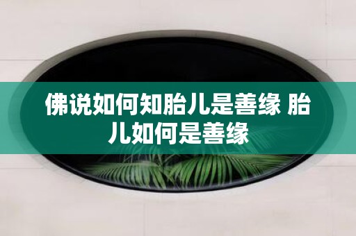 佛说如何知胎儿是善缘 胎儿如何是善缘