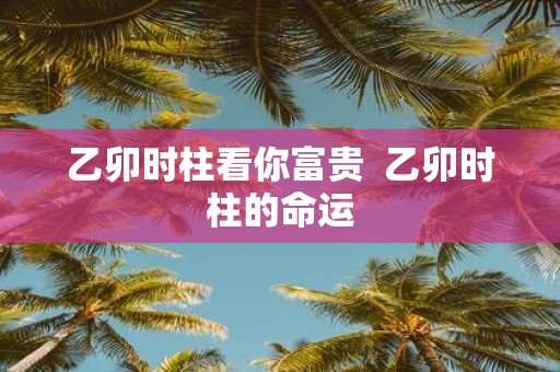 乙卯时柱看你富贵 乙卯时柱的命运