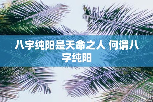 八字纯阳是天命之人 何谓八字纯阳