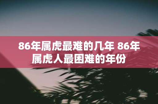 86年属虎最难的几年 86年属虎人最困难的年份