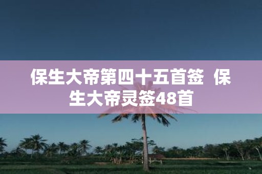 保生大帝第四十五首签 保生大帝灵签48首