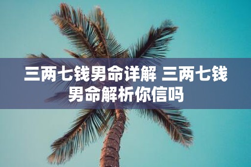 三两七钱男命详解 三两七钱男命解析你信吗