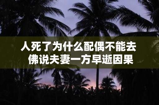 人死了为什么配偶不能去 佛说夫妻一方早逝因果
