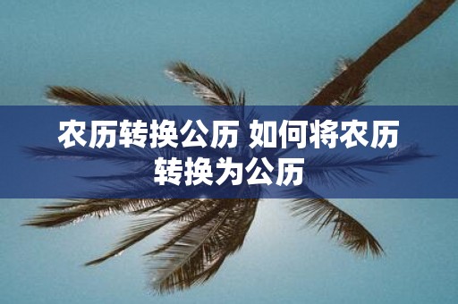 农历转换公历 如何将农历转换为公历