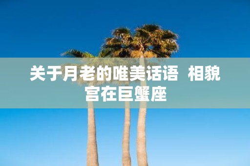 关于月老的唯美话语 相貌宫在巨蟹座