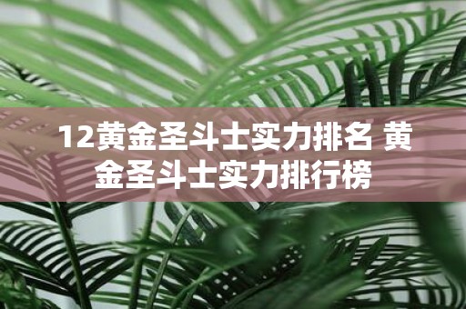 12黄金圣斗士实力排名 黄金圣斗士实力排行榜