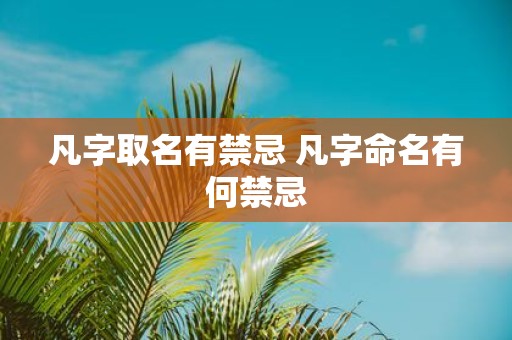 凡字取名有禁忌 凡字命名有何禁忌