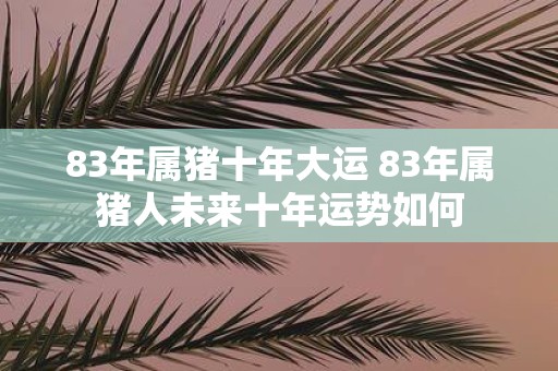 83年属猪十年大运 83年属猪人未来十年运势如何