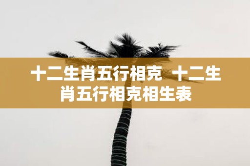 十二生肖五行相克 十二生肖五行相克相生表