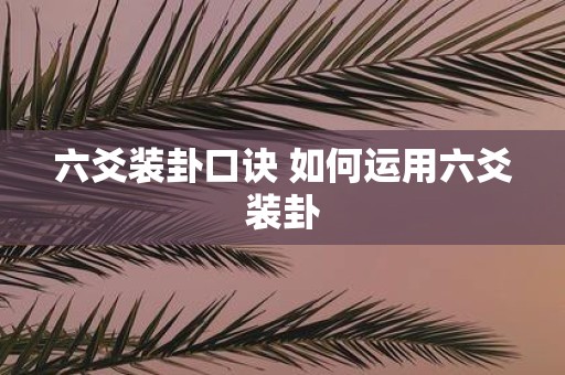 六爻装卦口诀 如何运用六爻装卦