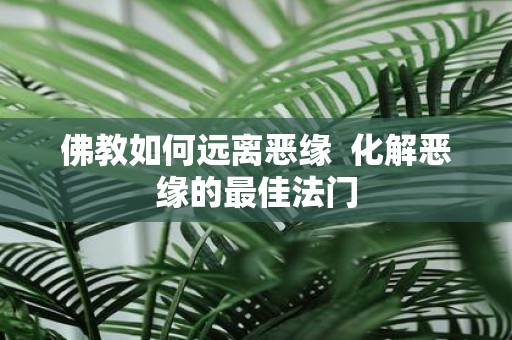 佛教如何远离恶缘 化解恶缘的最佳法门