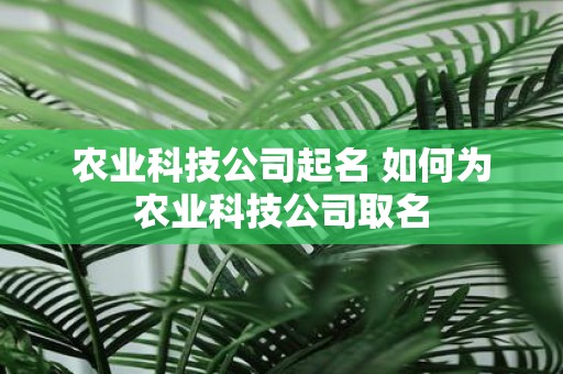 农业科技公司起名 如何为农业科技公司取名