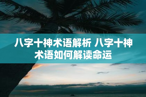 八字十神术语解析 八字十神术语如何解读命运