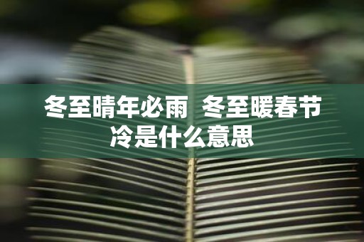 冬至晴年必雨 冬至暖春节冷是什么意思