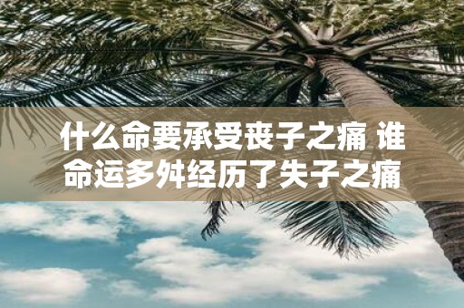 什么命要承受丧子之痛 谁命运多舛经历了失子之痛