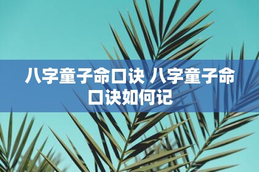 八字童子命口诀 八字童子命口诀如何记