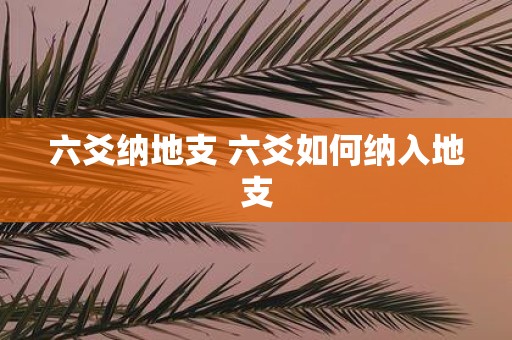 六爻纳地支 六爻如何纳入地支