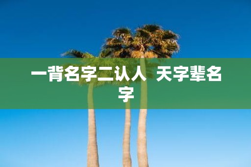 一背名字二认人 天字辈名字
