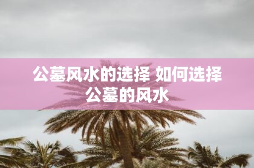 公墓风水的选择 如何选择公墓的风水
