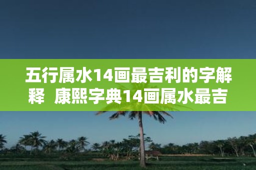 五行属水14画最吉利的字解释 康熙字典14画属水最吉祥字义