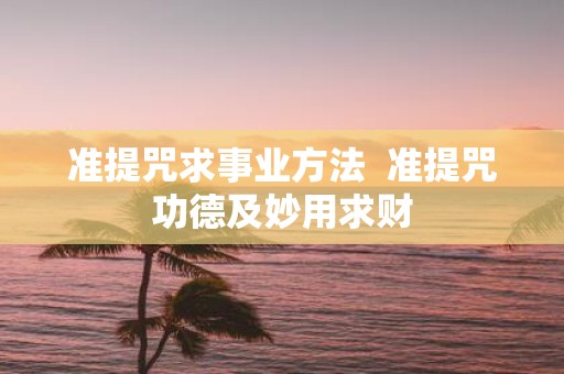准提咒求事业方法 准提咒功德及妙用求财