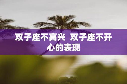 双子座不高兴 双子座不开心的表现
