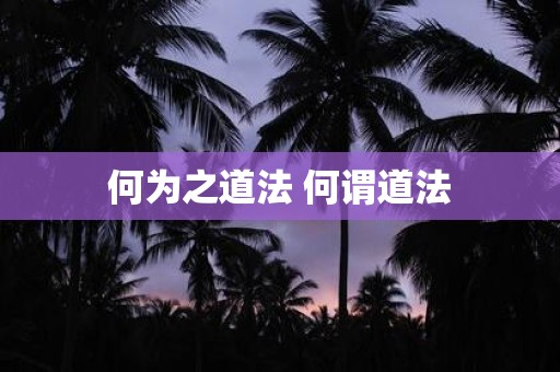 何为之道法 何谓道法