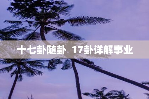 十七卦随卦 17卦详解事业