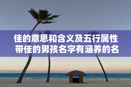 佳的意思和含义及五行属性 带佳的男孩名字有涵养的名字