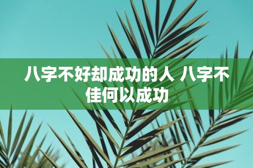 八字不好却成功的人 八字不佳何以成功