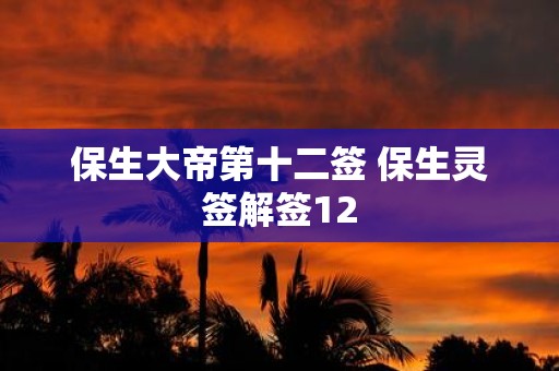 保生大帝第十二签 保生灵签解签12