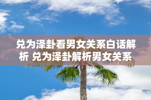 兑为泽卦看男女关系白话解析 兑为泽卦解析男女关系