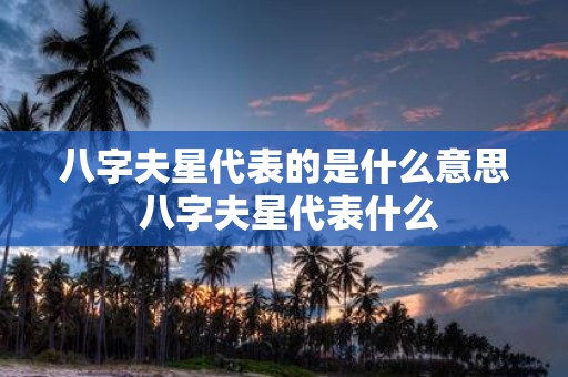 八字夫星代表的是什么意思 八字夫星代表什么