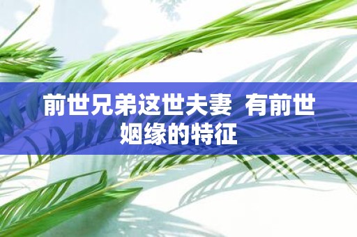 前世兄弟这世夫妻 有前世姻缘的特征