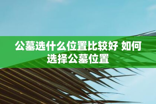 公墓选什么位置比较好 如何选择公墓位置