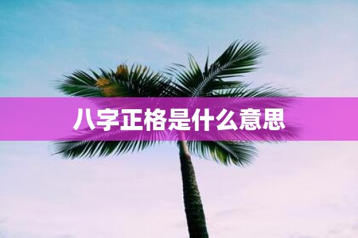 八字正格是什么意思