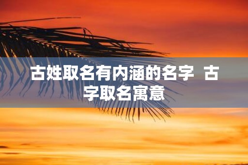 古姓取名有内涵的名字 古字取名寓意