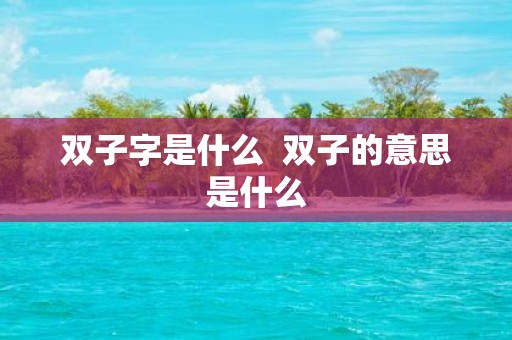 双子字是什么 双子的意思是什么