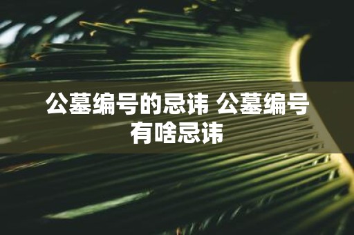 公墓编号的忌讳 公墓编号有啥忌讳